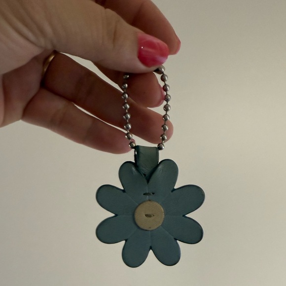 Coach Accessories - Coach Daisy Blue Leather Flower Keychain Charm